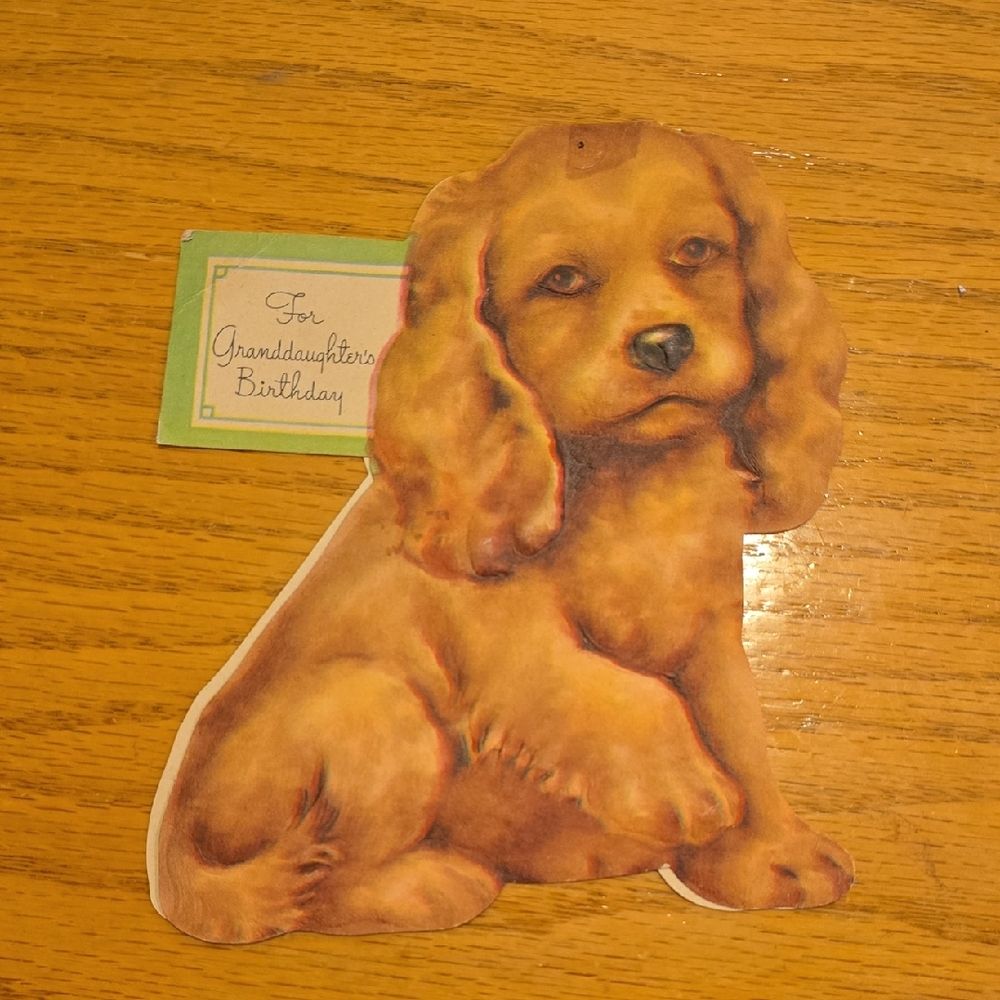 VTG 1950s Happy Birthday Granddaughter Card Puppy - Bow Wows by Sterling Chicago